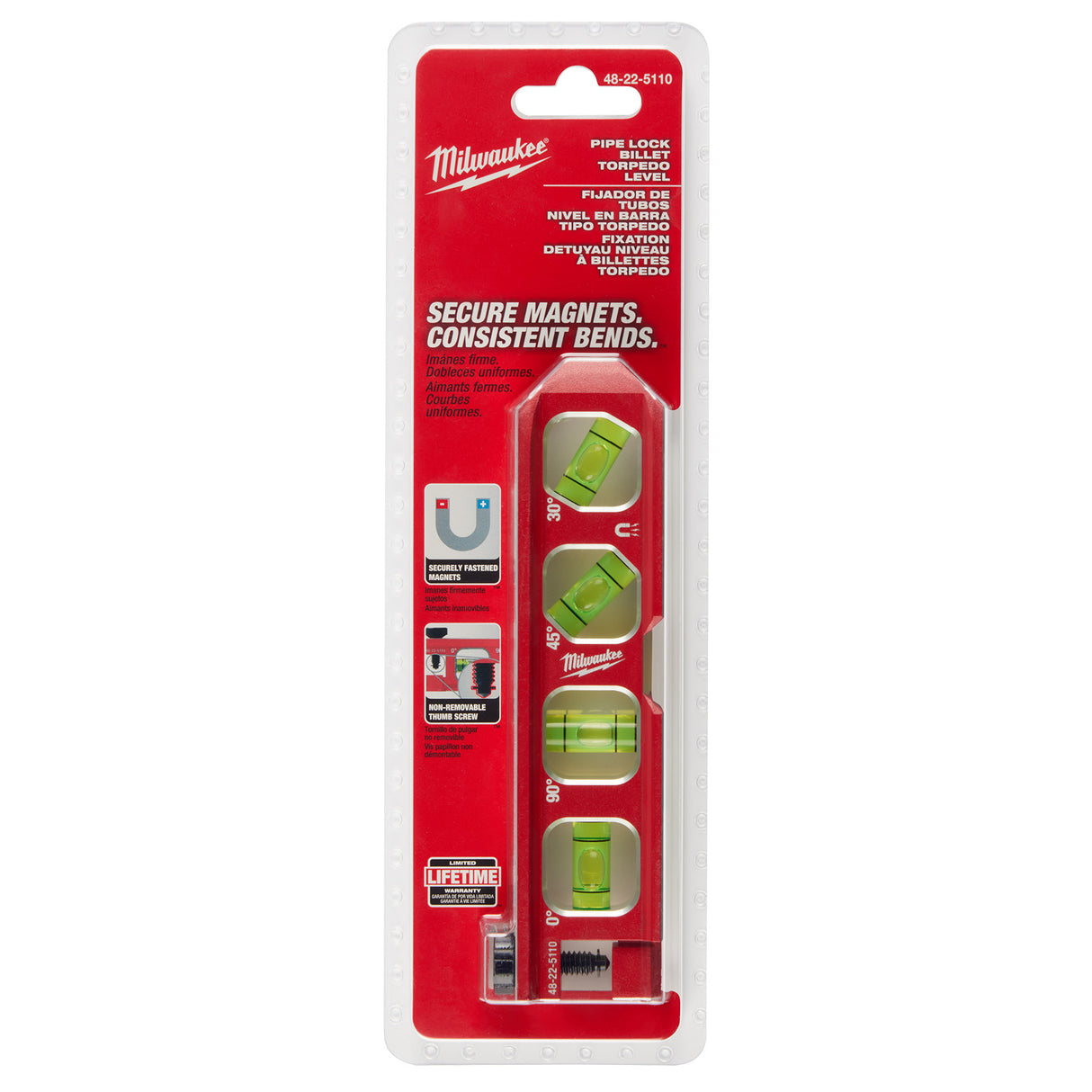 Milwaukee 48-22-5110 6.5” Pipe Lock Billet Torpedo Level