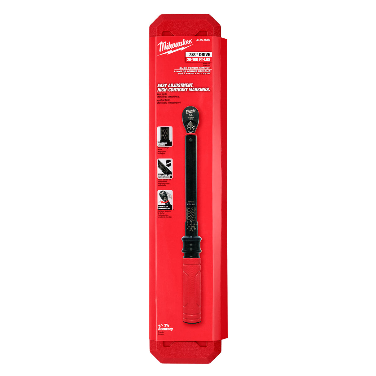 Milwaukee  3/8” Drive Click Torque Wrench (20-100 ft·lbf) 48-22-9202