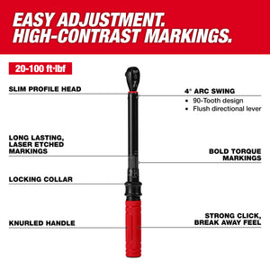 Milwaukee  3/8” Drive Click Torque Wrench (20-100 ft·lbf) 48-22-9202