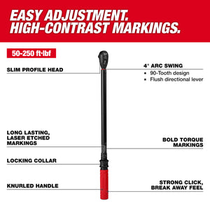 Milwaukee 1/2" Drive Click Torque Wrench (50-250 ft·lbf) 48-22-9203