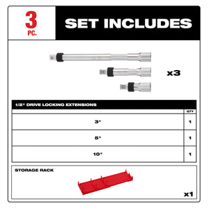 Milwaukee 48-22-9362 3pc 1/2” Drive Locking Extension Set