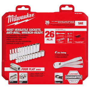 Milwaukee 48-22-9404 1/4" Drive 26pc Ratchet & Socket Set - SAE
