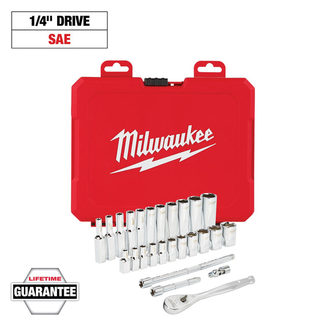 Milwaukee 48-22-9404 1/4" Drive 26pc Ratchet & Socket Set - SAE
