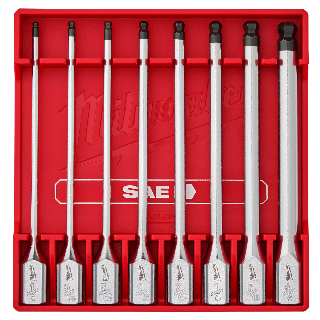 Milwaukee  48-22-9549 8pc 3/8" Drive Long Ball End Hex Bit Socket Set - SAE