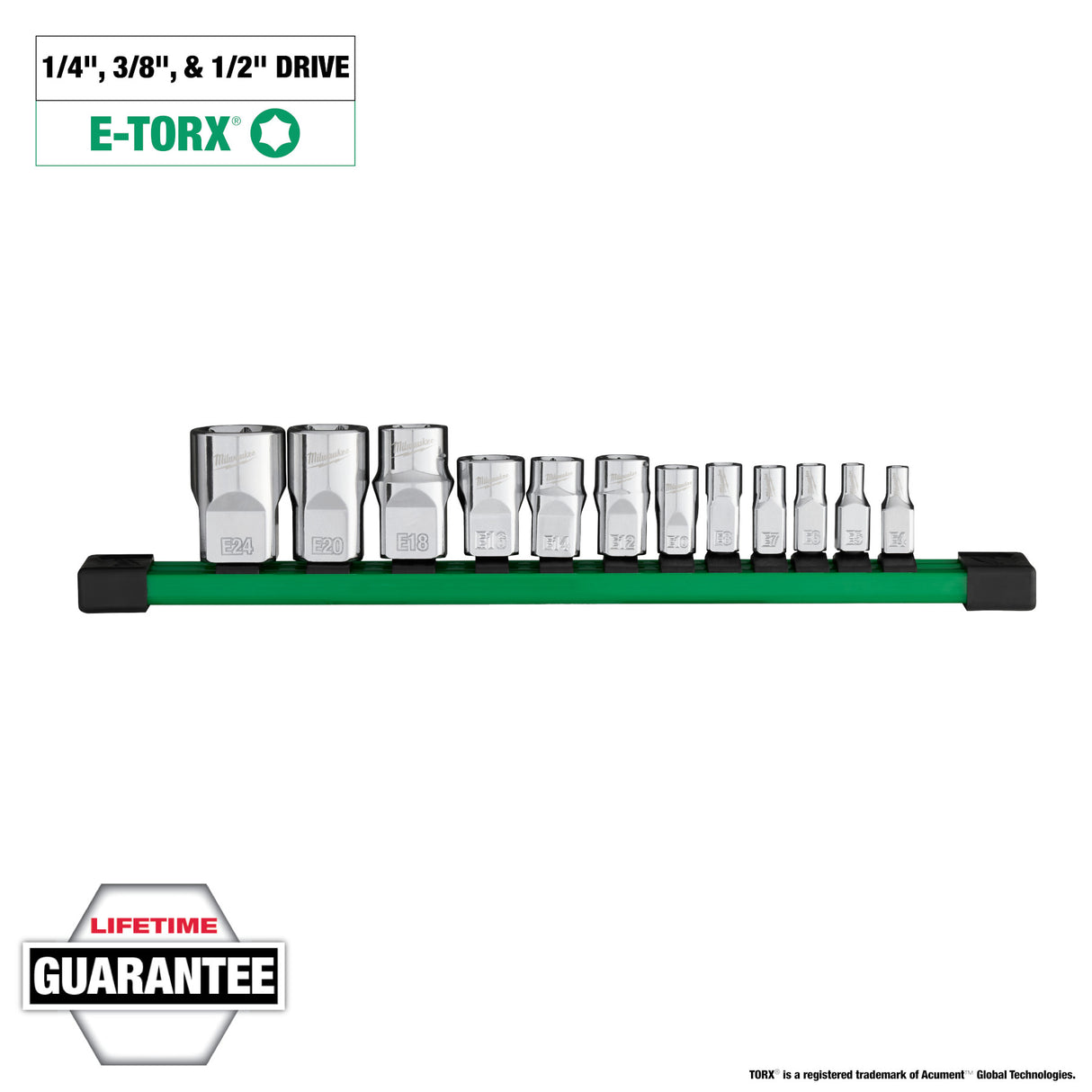 Milwaukee 48-22-9570 12pc 1/4”, 3/8”, & 1/2” Drive External TORX® Socket Set