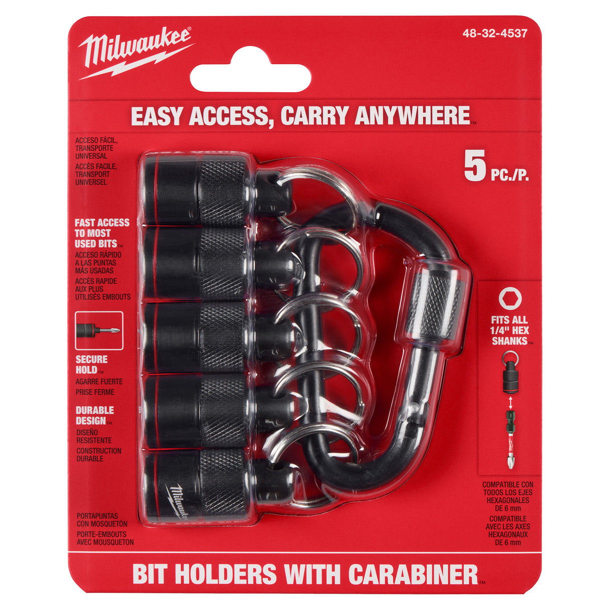 Milwaukee 48-32-4537 5PC Bit Holder with Carabiner