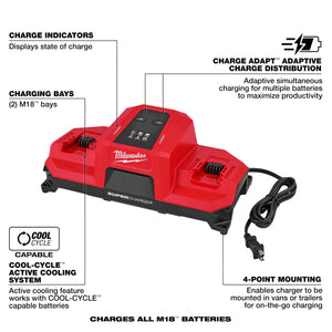 Milwaukee 48-59-1816 M18™ Dual Bay Simultaneous Super Charger w/ 4 Point Mounting