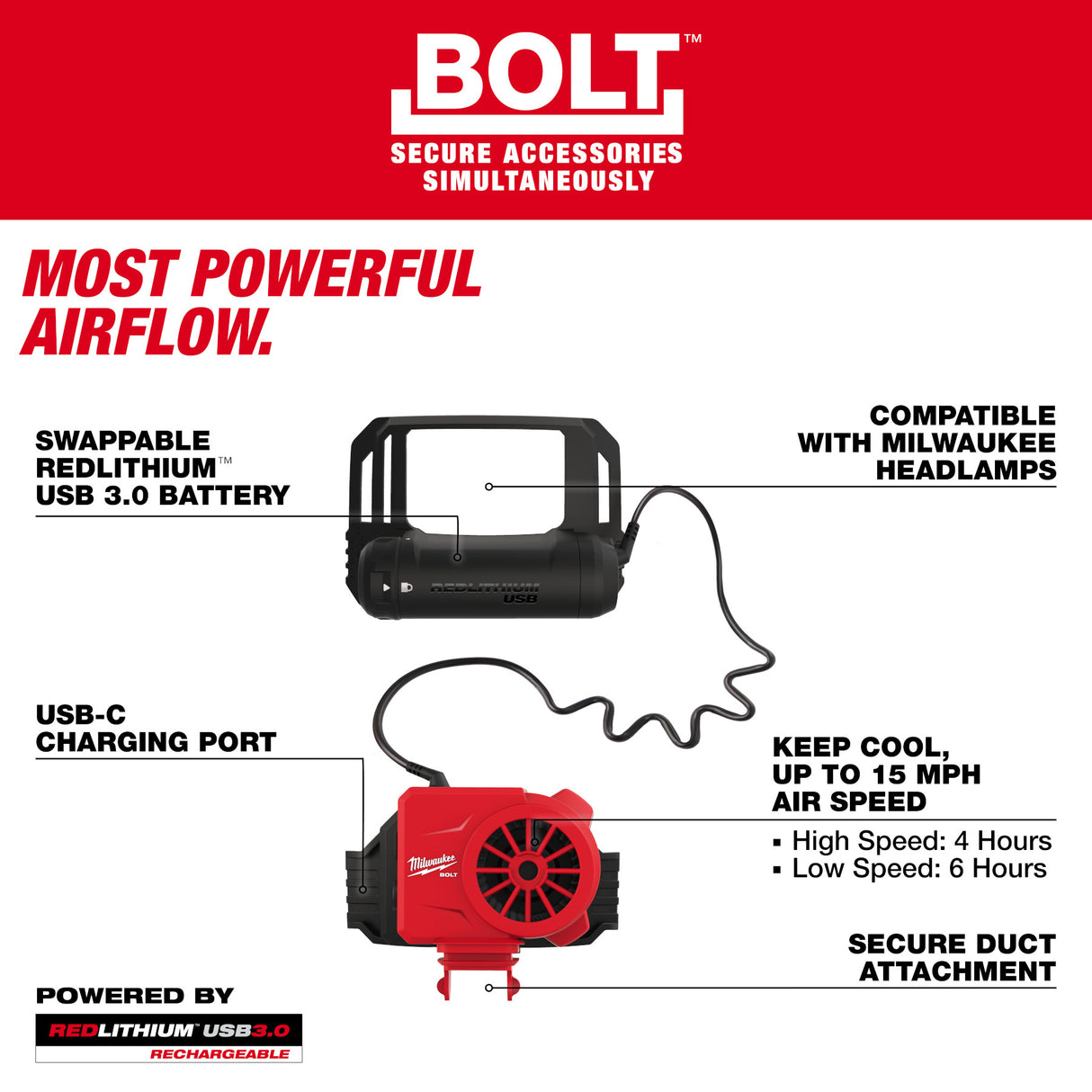 Milwaukee BOLT™ REDLITHIUM™ USB Cooling Fan 48-73-1385