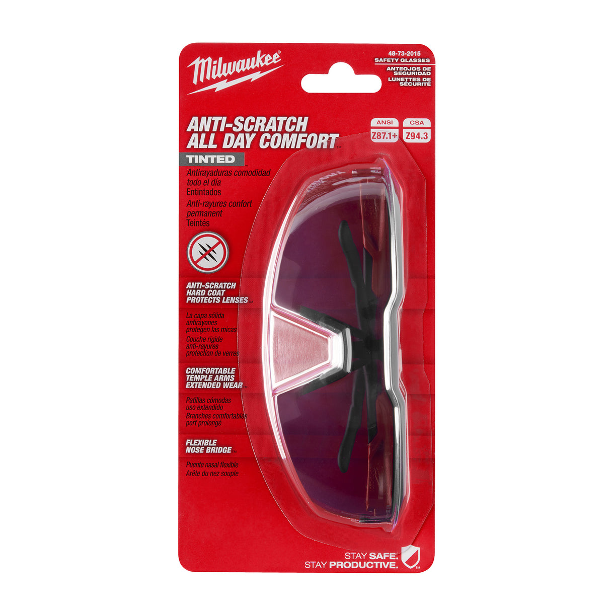 Milwaukee 48-73-2016 Safety Glasses - Tinted Anti-Scratch Lenses (Polybag)