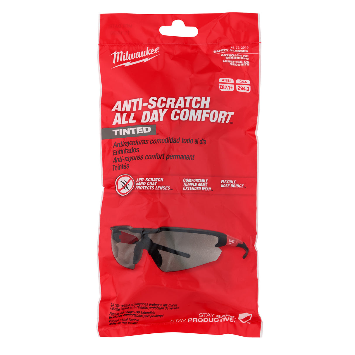 Milwaukee 48-73-2016 Safety Glasses - Tinted Anti-Scratch Lenses (Polybag)