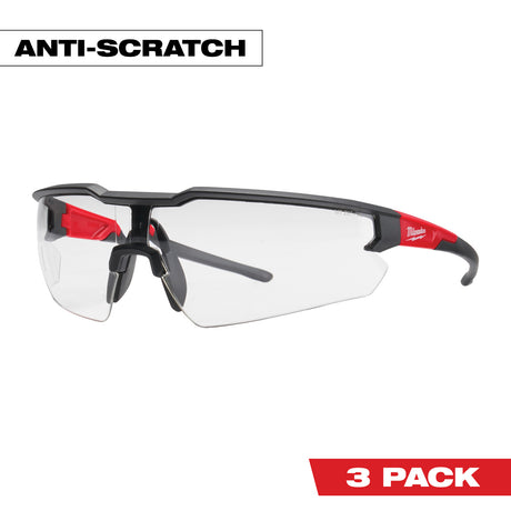 Milwaukee 48-73-2052 3PK Safety Glasses - Clear Anti-Scratch Lenses