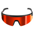 Milwaukee Sunglasses with red lenses and black frame on a white background