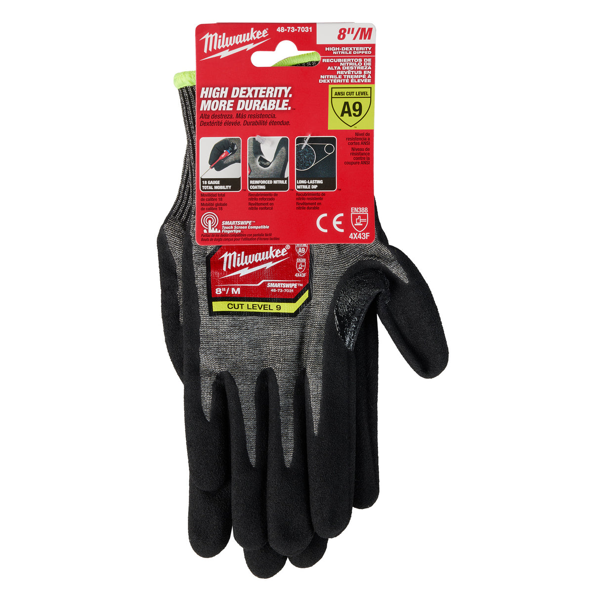 Milwaukee Cut Level 9 High-Dexterity Nitrile Dipped Gloves
