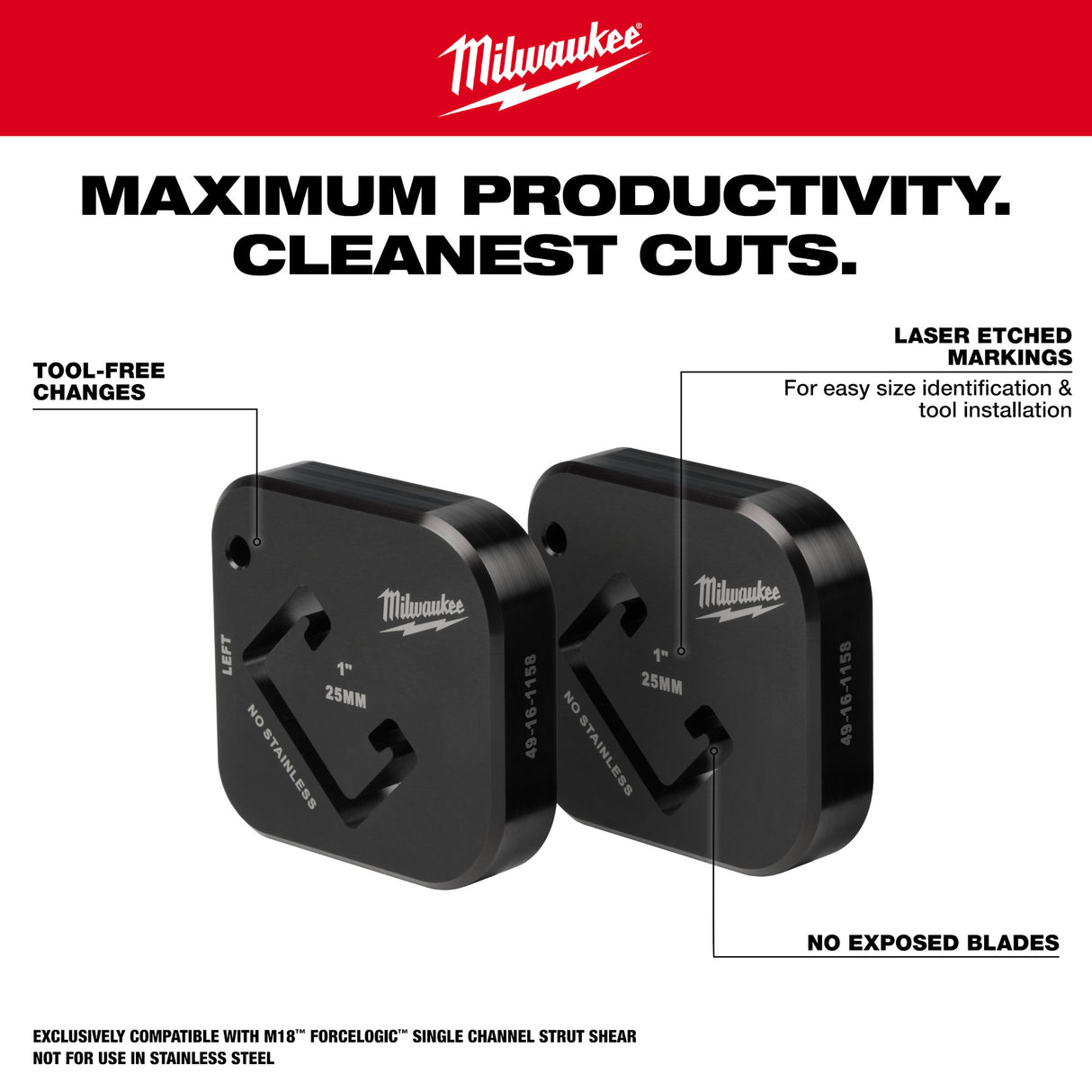 Milwaukee 49-16-1158 1" x 1-5/8 Strut Shearing Dies
