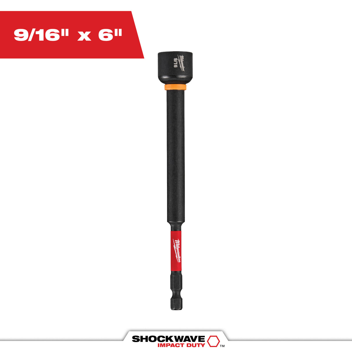 Milwaukee 49-66-4588 9/16" x 6" Magnetic Nut Driver - SHOCKWAVE Impact Duty