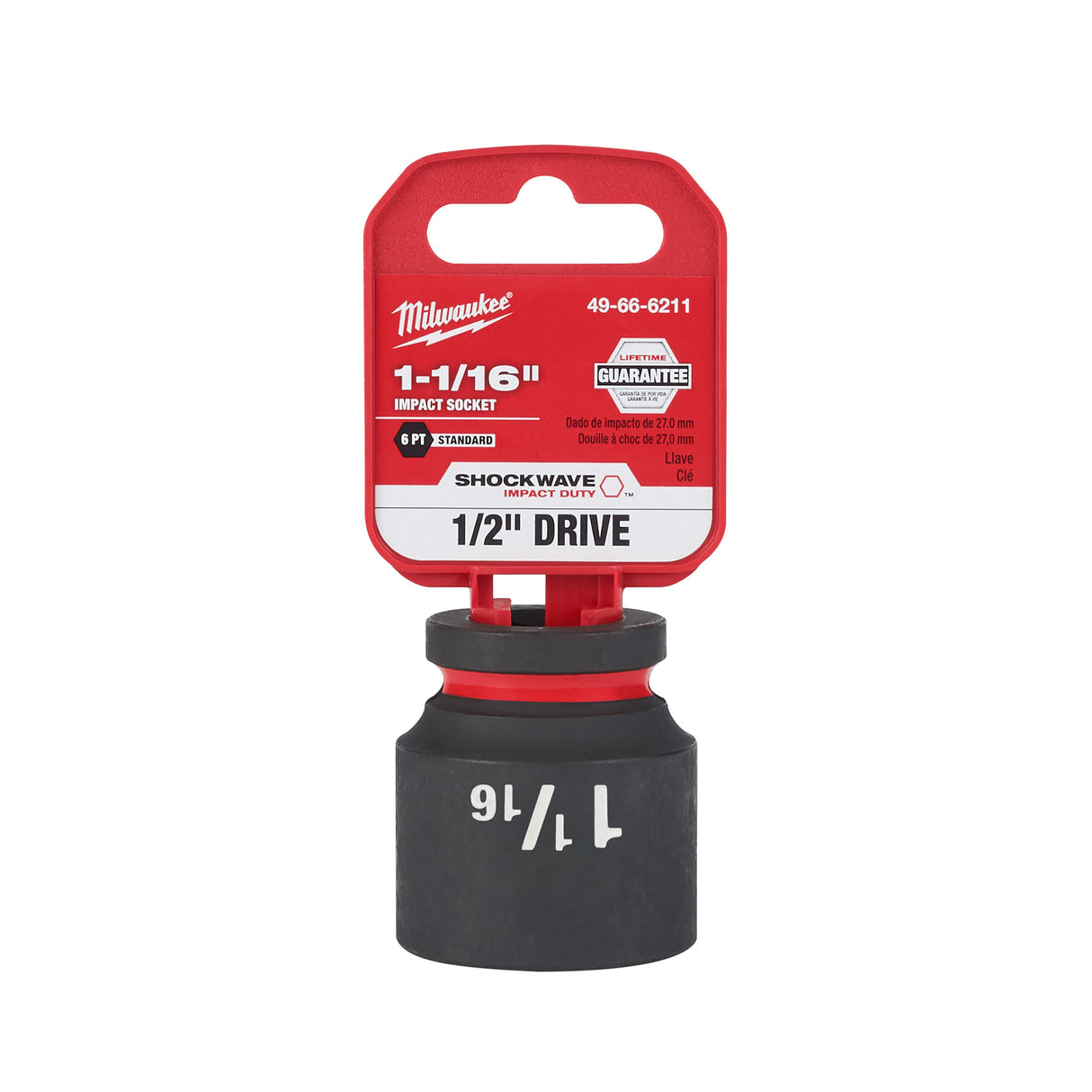 Milwaukee SHOCKWAVE Impact Duty™ 1/2" Drive  1-1/16" 6 Point Sockets 49-66-6211