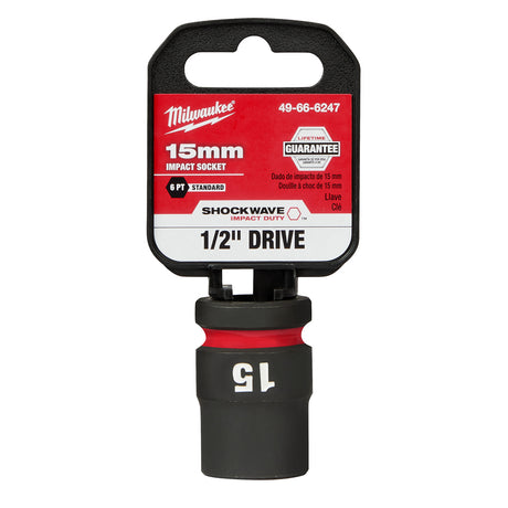 Milwaukee 1/2" Drive 15MM 6 Point Socket SHOCKWAVE Impact Duty™ 49-66-6247