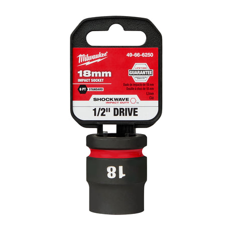 Milwaukee 1/2" Drive 18MM 6 Point Socket SHOCKWAVE Impact Duty™ 49-66-6250