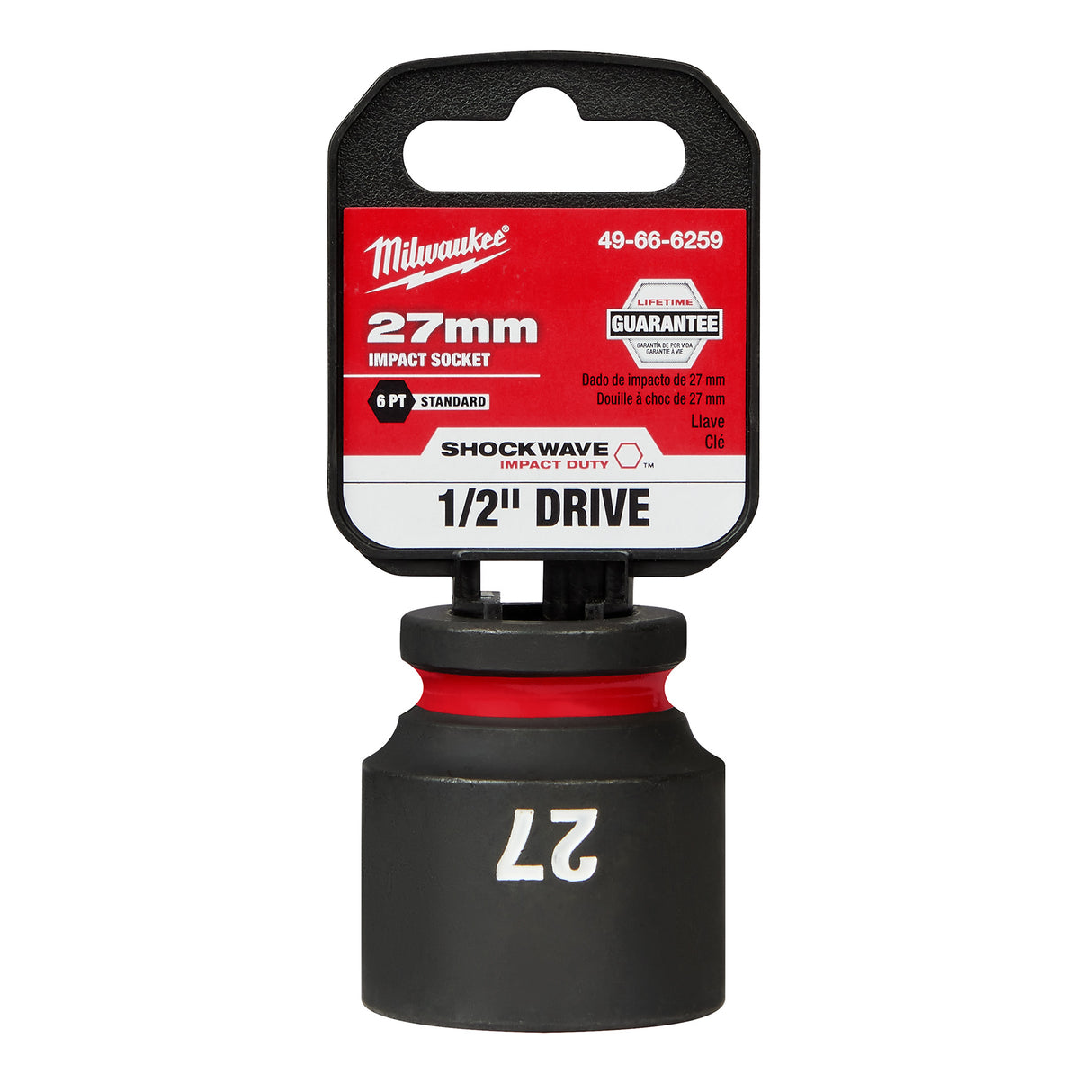 Milwaukee 1/2" Drive 27MM 6 Point Socket SHOCKWAVE Impact Duty™ 49-66-6259