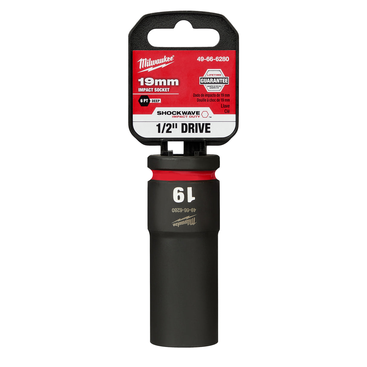 Milwaukee 1/2" Drive 19MM Deep 6 Point Socket SHOCKWAVE Impact Duty™ 49-66-6280