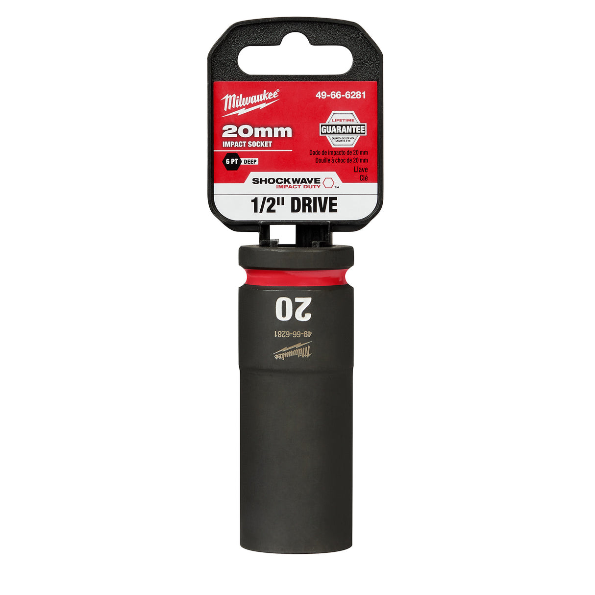 Milwaukee 1/2" Drive 20MM Deep 6 Point Socket SHOCKWAVE Impact Duty™ 49-66-6281