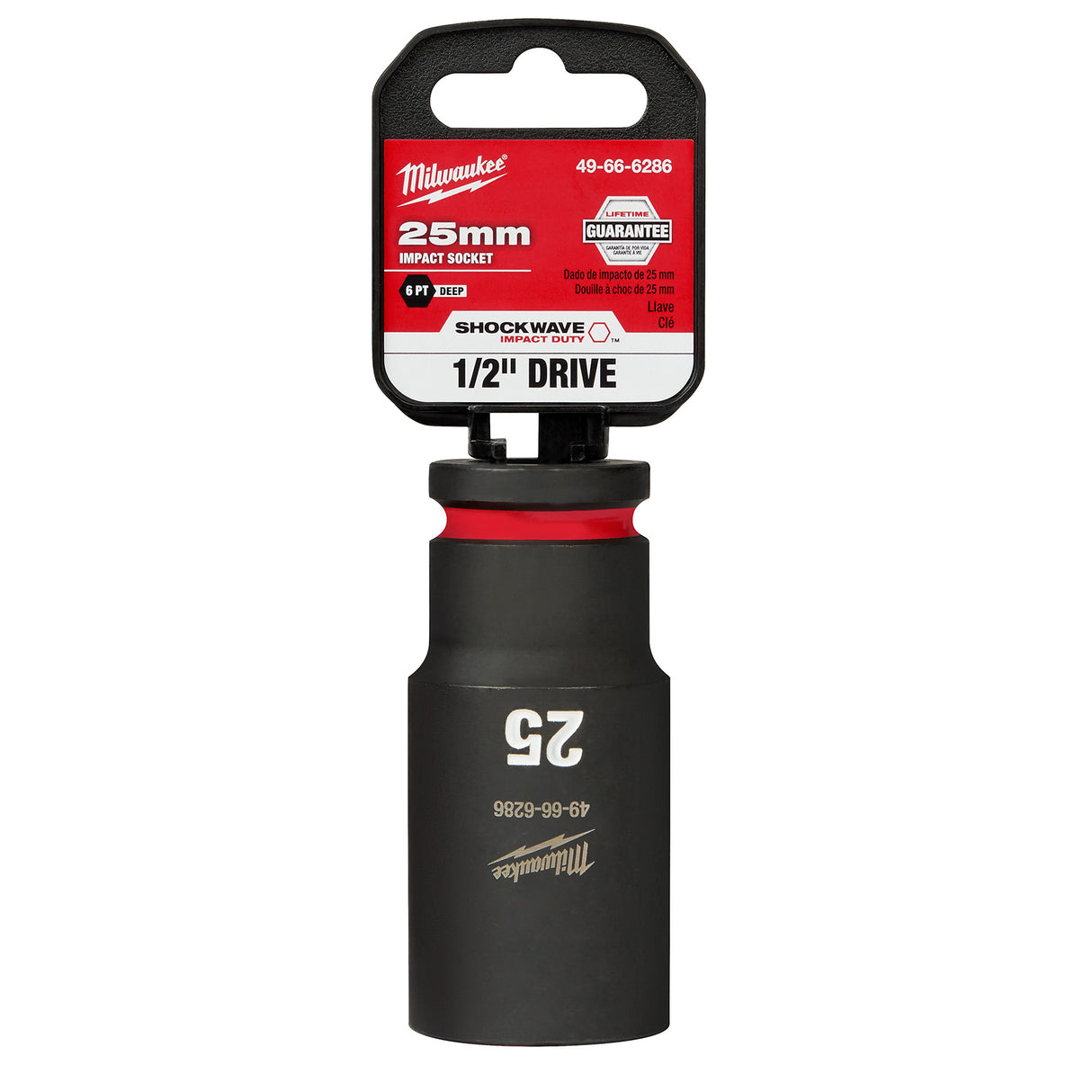 Milwaukee 1/2" Drive 25MM Deep 6 Point Socket SHOCKWAVE Impact Duty™ 49-66-6286