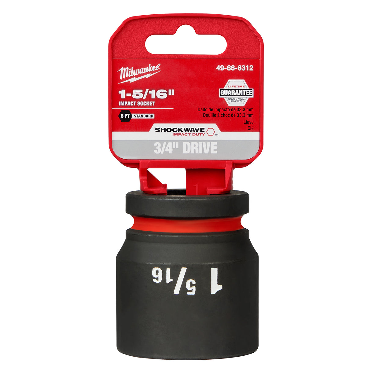 Milwaukee 3/4" Drive 1-5/16" Standard 6 Point Socket SHOCKWAVE™ Impact Duty 49-66-6312