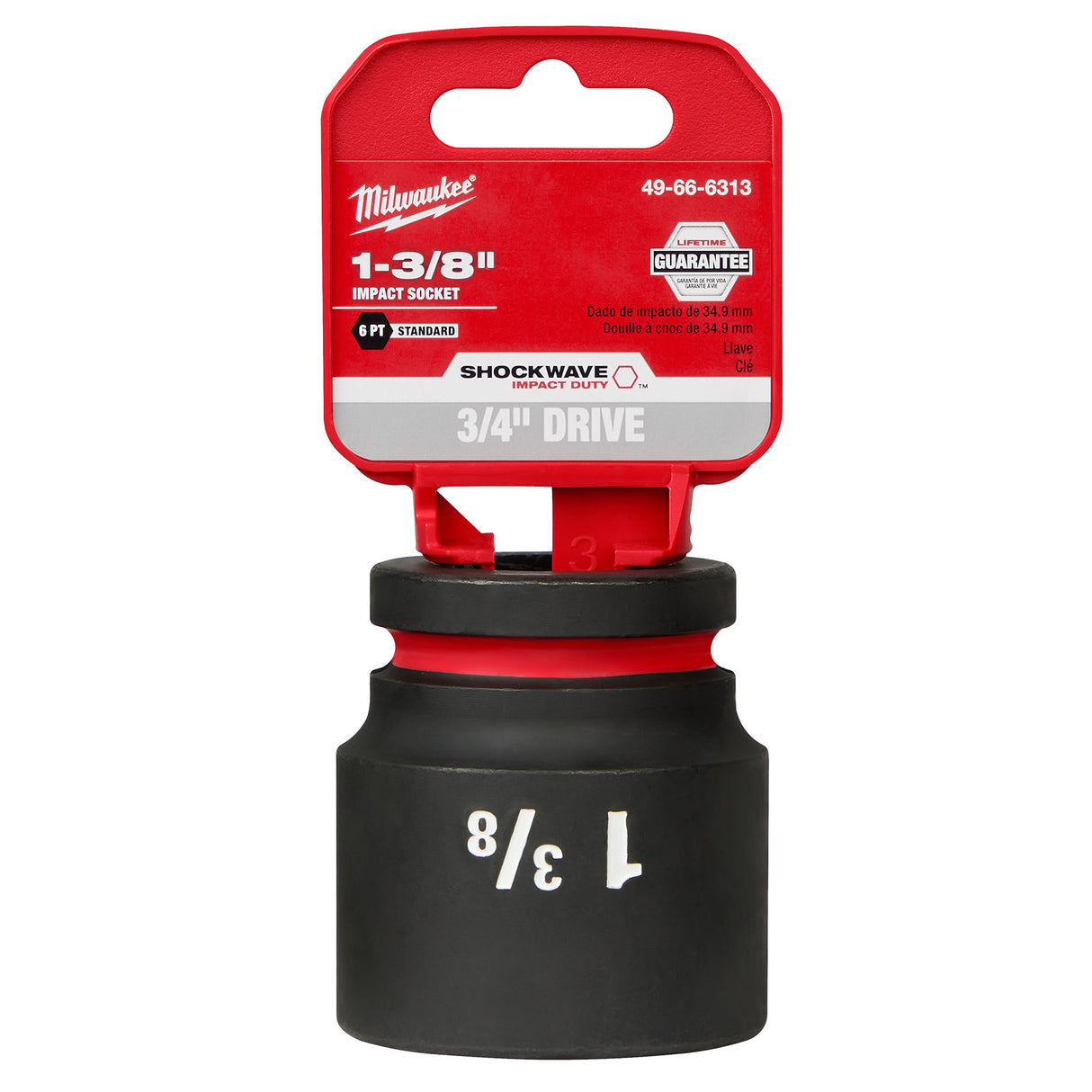Milwaukee 3/4" Drive 1-3/8" Standard 6 Point Socket SHOCKWAVE™ Impact Duty 49-66-6313