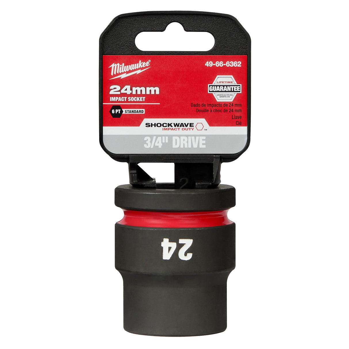 Milwaukee SHOCKWAVE™ Impact Duty 3/4" Drive 24MM Standard 6 Point Socket 49-66-6362