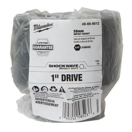Milwaukee SHOCKWAVE™ Impact Duty 1" Drive 58MM Standard 6 Point Socket 49-66-6612
