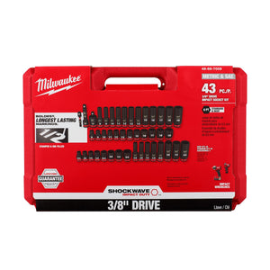 Milwaukee 49-66-7009 43PC SHOCKWAVE™ Impact Duty 3/8" Drive SAE & Metric Deep 6 Point Socket Set