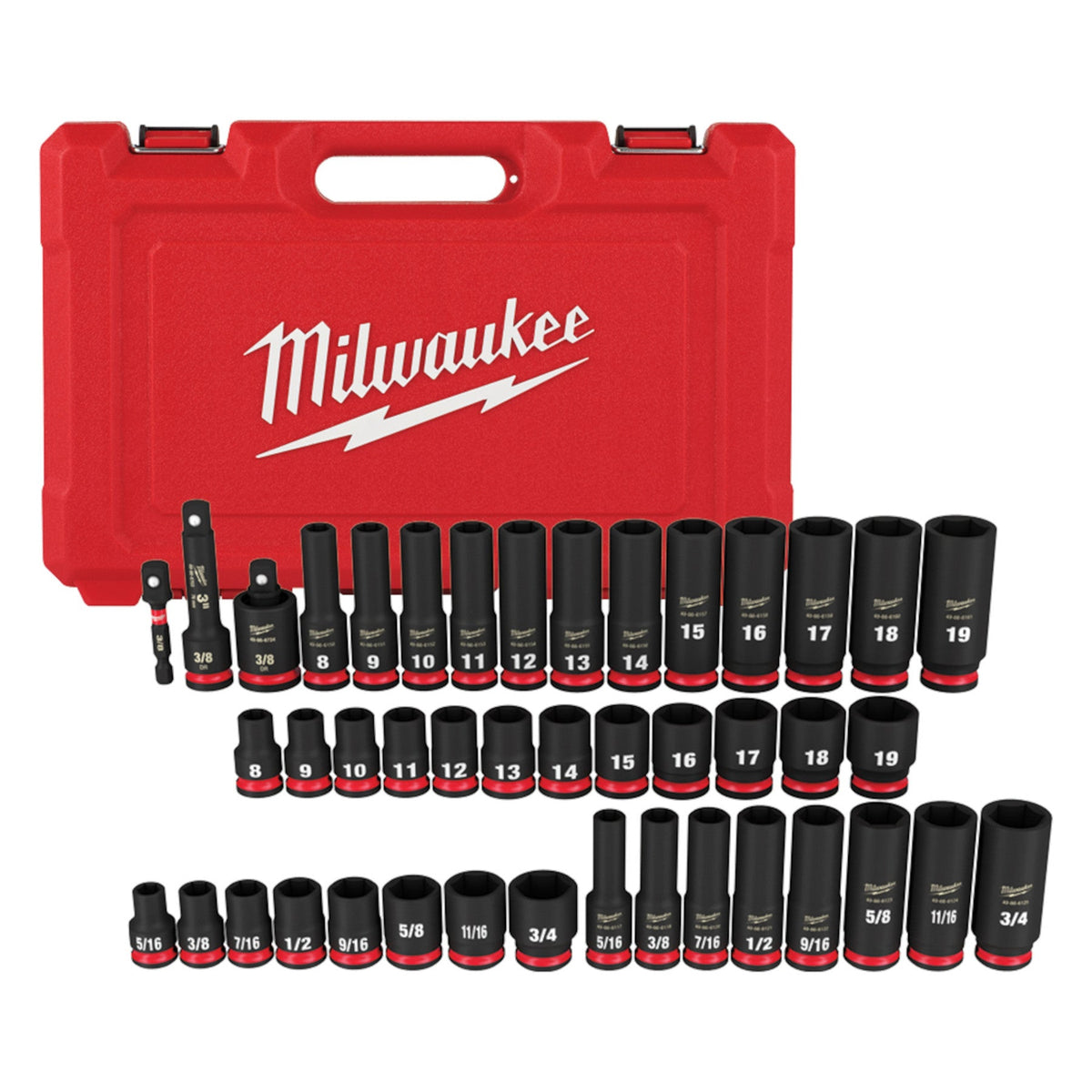 Milwaukee 49-66-7009 43PC SHOCKWAVE™ Impact Duty 3/8" Drive SAE & Metric Deep 6 Point Socket Set