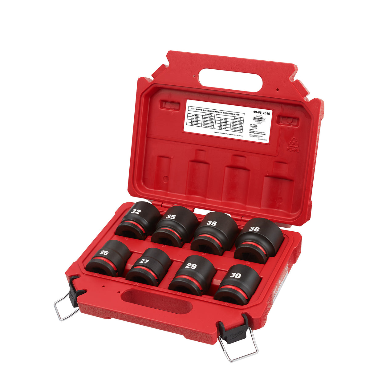 Milwaukee 49-66-7019 8 PC SHOCKWAVE Impact Duty™ 3/4" Drive Metric Standard 6 Point Socket Set