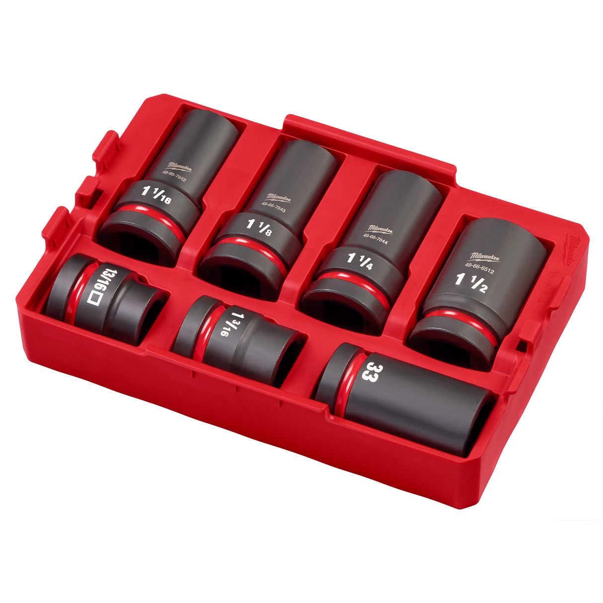 Milwaukee 49-66-7840 SHOCKWAVE Impact Duty™ 1” Drive 7PC MM & SAE Wheel Service Socket PACKOUT™ Set