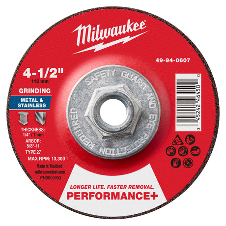 Milwaukee grinding wheel on a white background