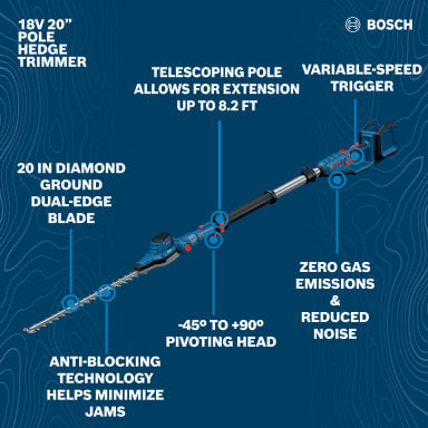 BOSCH GHE18V-50TPN 18V 20 In. Pole Hedge Trimmer (Bare Tool)