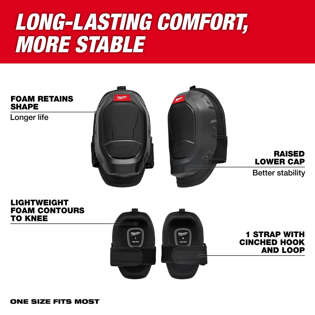 Milwaukee 48-73-6075 Stabilizer Knee Pad feature callouts