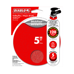 DIABLO DCD050120P05G 5" 120-Grit ROS StickFast™ Sanding Discs(5-pk)