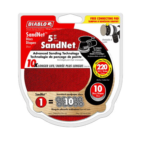 DIABLO DND050220H10I 5" Sand Demon™ 220-Grit Sanding Discs with Connection Pad (10-pk)
