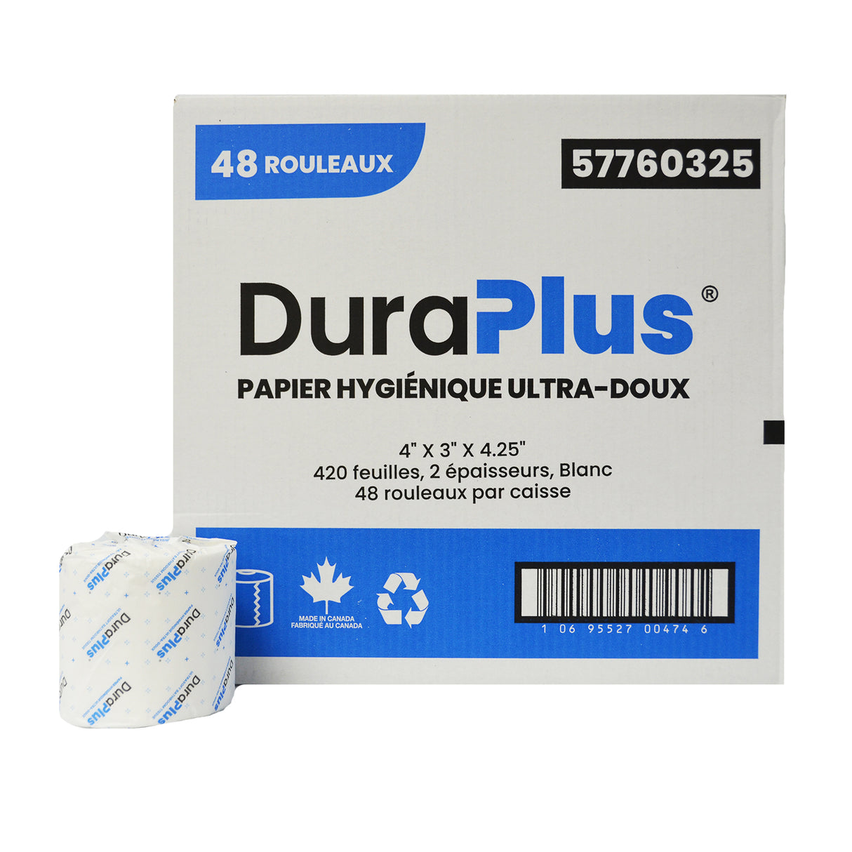 DuraPlus Bathroom Tissue 2-Ply White 48 Rolls/Case 420 Sheets/Roll - 57760325