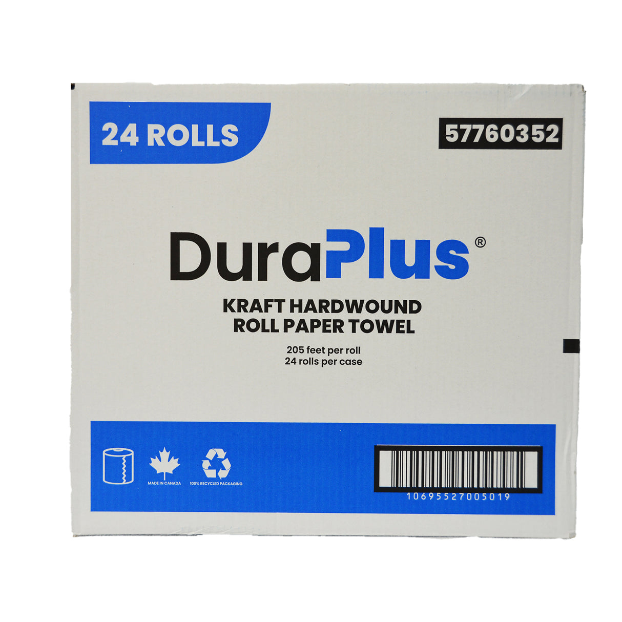 DuraPlus® 57760352 Hardwound Paper Towel, Kraft, 205 ft, 24 Rolls/Case