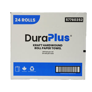 DuraPlus® 57760352 Hardwound Paper Towel, Kraft, 205 ft, 24 Rolls/Case