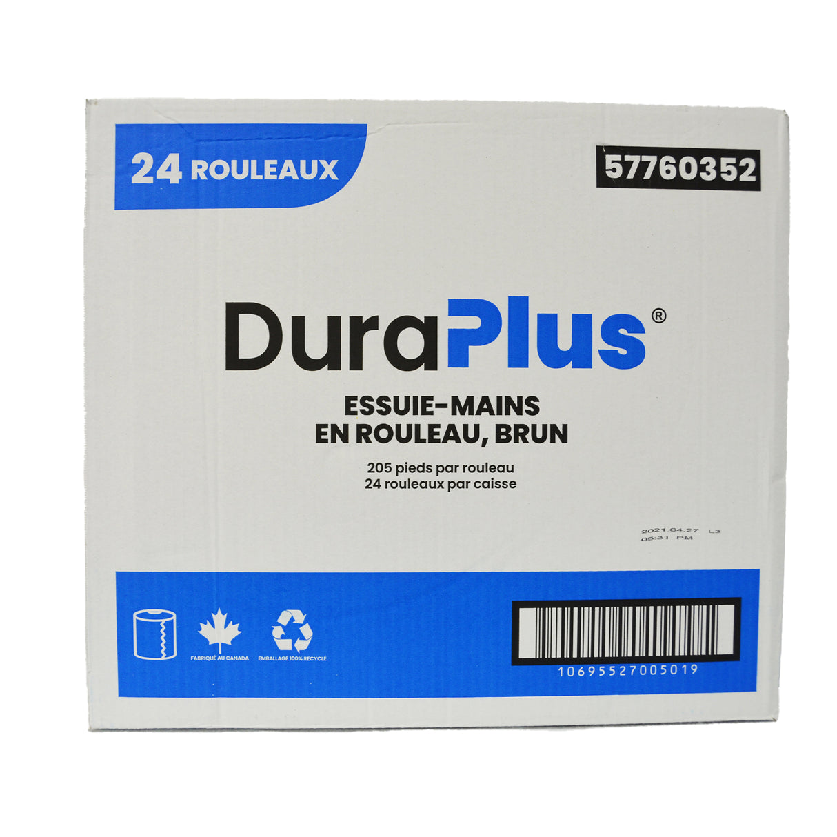 DuraPlus® 57760352 Hardwound Paper Towel, Kraft, 205 ft, 24 Rolls/Case