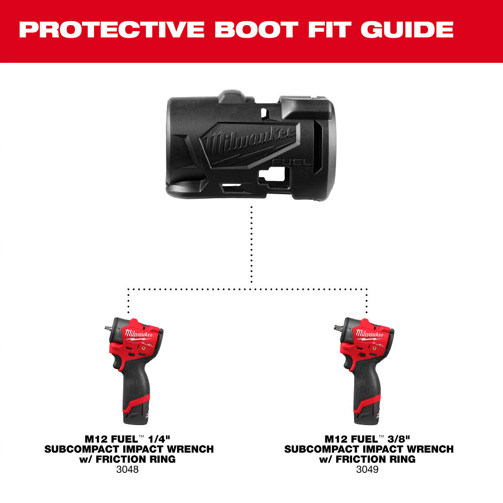 Milwaukee 49-16-3049 M12 FUEL™ 1/4" & 3/8" Subcompact Impact Wrench w/ Friction Ring Protective Boot
