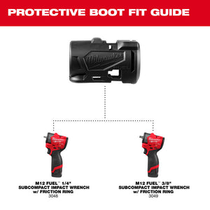 Milwaukee 49-16-3049 M12 FUEL™ 1/4" & 3/8" Subcompact Impact Wrench w/ Friction Ring Protective Boot