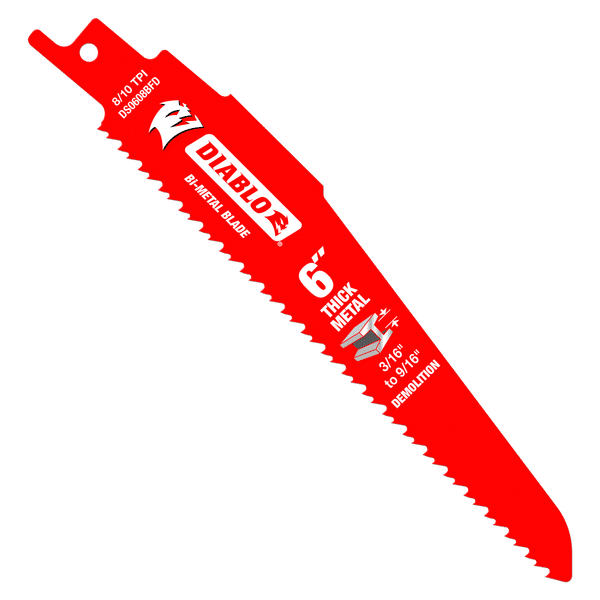 Diablo 6" 8/10TPI Bi-Metal Reciprocating Saw Blade for Thick Metal