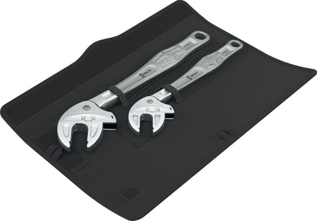 Set of Wera adjustable wrenches on a black mat with a white background