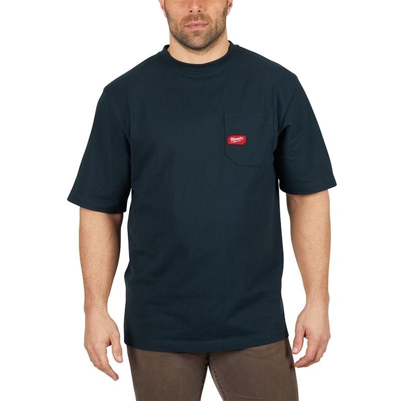 601BL - XL Men's Heavy Duty Pocket T-Shirt - Short Sleeve - Blue X - Large - Mississauga Hardware Centre Inc
