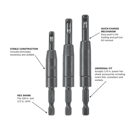 Bosch CC2430 3 Pc. Self-Centering Bit Set