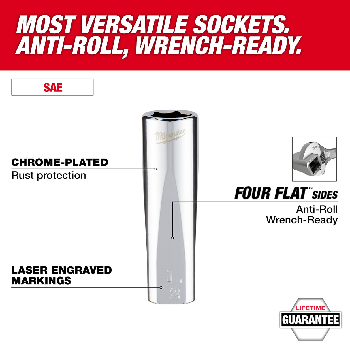 Milwaukee 48-22-9285 98pc 3/8" Drive 6-Pt and 12-Pt Metric & SAE Ratchet & Socket Set with PACKOUT™ Low-Profile Organizer